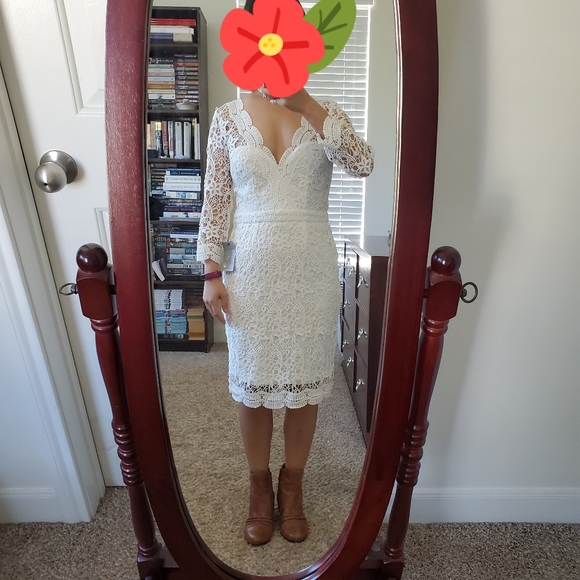 Lulu's Rainey White Lace Long Sleeve Bodycon Dress - Picture 4 of 8